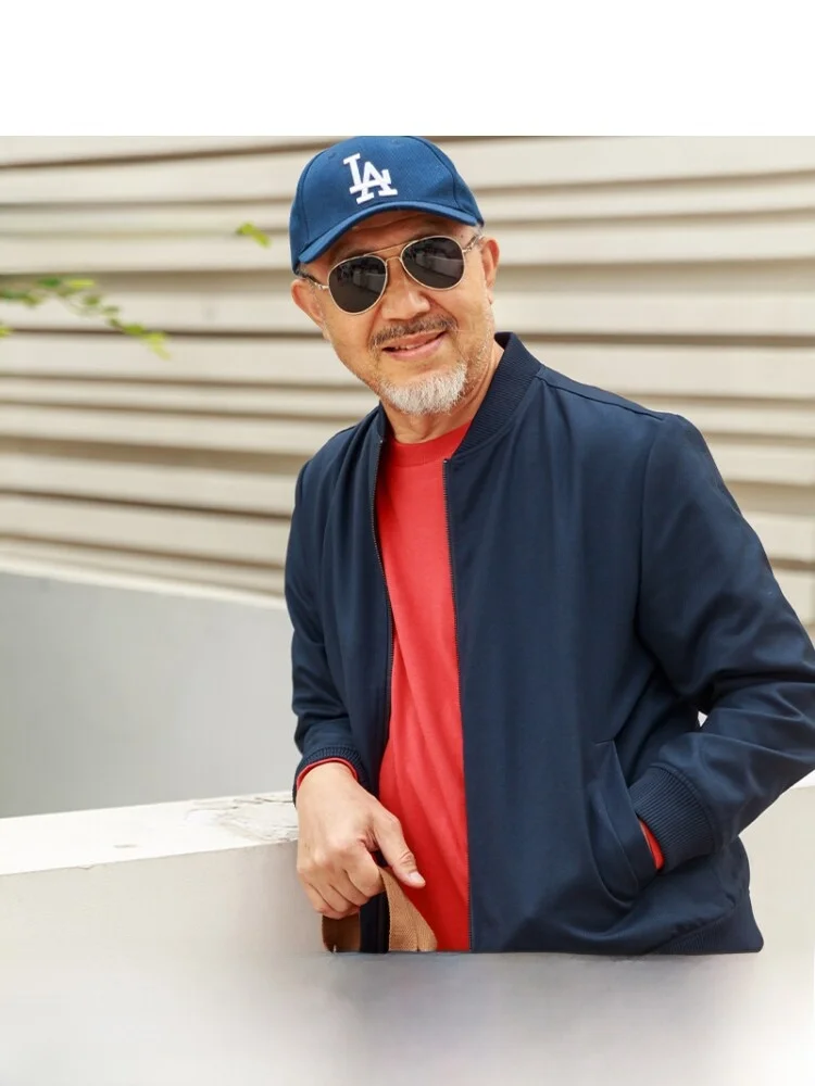 

Faionable Urban Men's Woolen Jaet Autumn Spring Outerwear for Middle-Aged And ly andpa Dad Loose Fit Long Sve