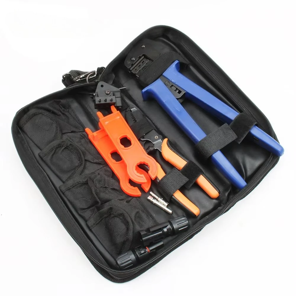 

Solar Connector Crimping Tool Bag Terminal Crimper Wrench Wire Stripper Pliers Crimp Range 2.5/4/6mm2