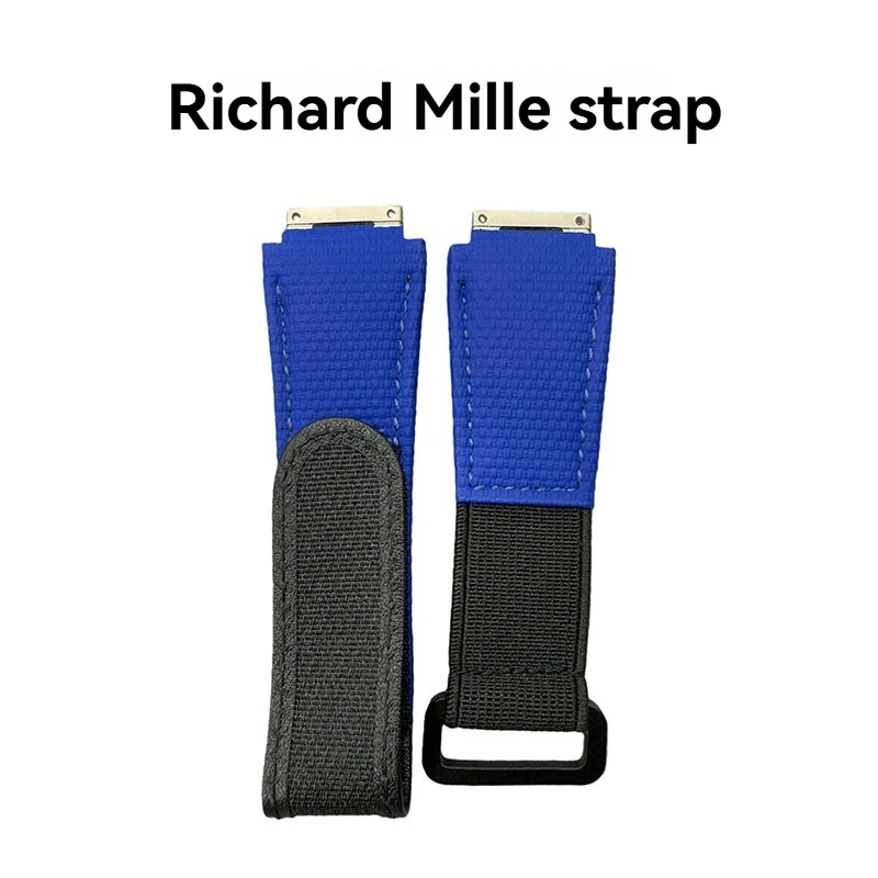 FKM Rubber + Elastic Strap for Richard Miller Strap Fluororubber Watchband RM67-02 RM035 RM055 RM011 RM88 Braided Pattern Band