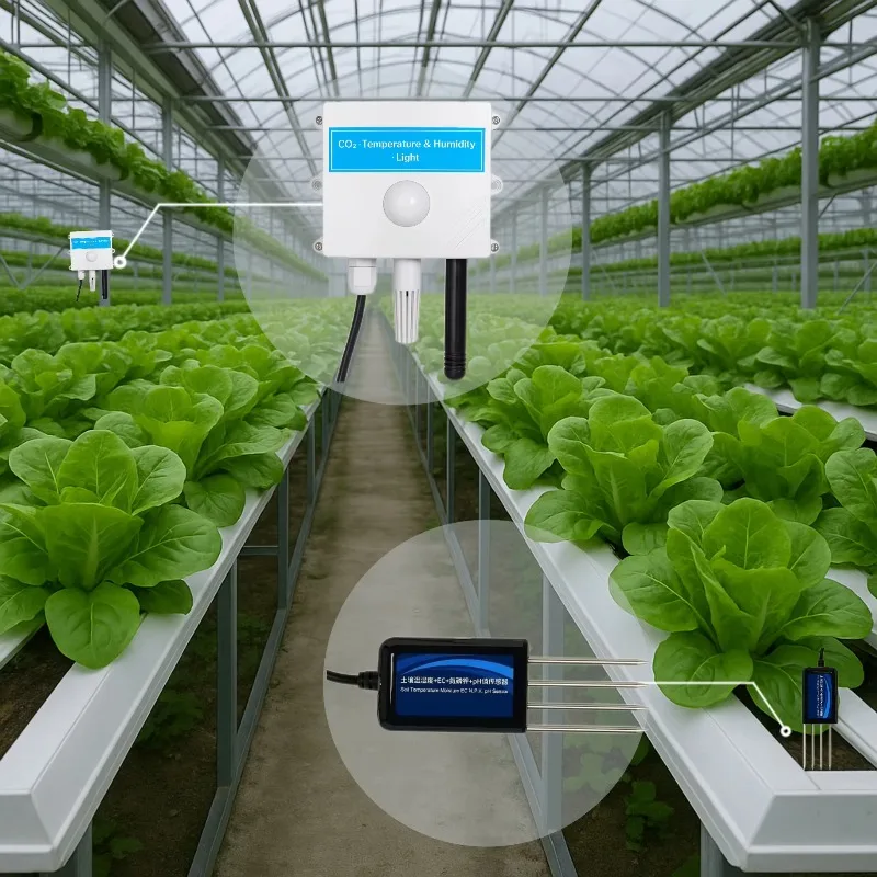 

Wall-Mounted 4-in-1 Weather Sensor And 8-in-1 Soil Sensor With LoRa Gateway For Indoor Farming