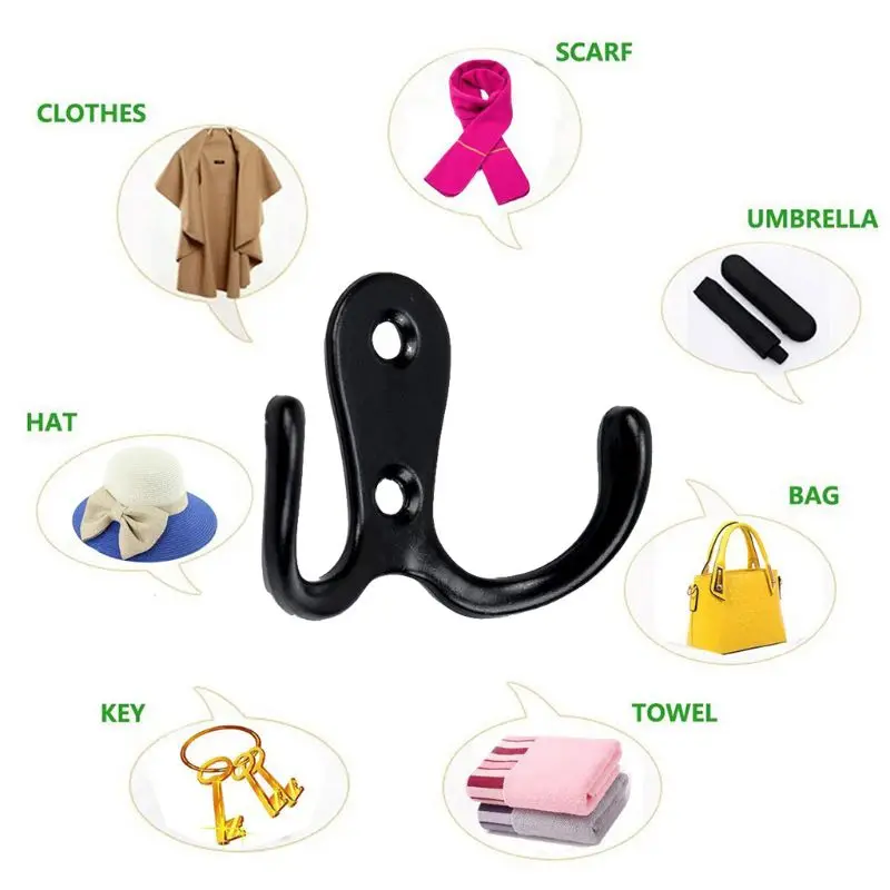 20 Pcs Wall Double Hooks Coat Hanger Towel Holder for Hanging Hair Dryer, Brush Dropship