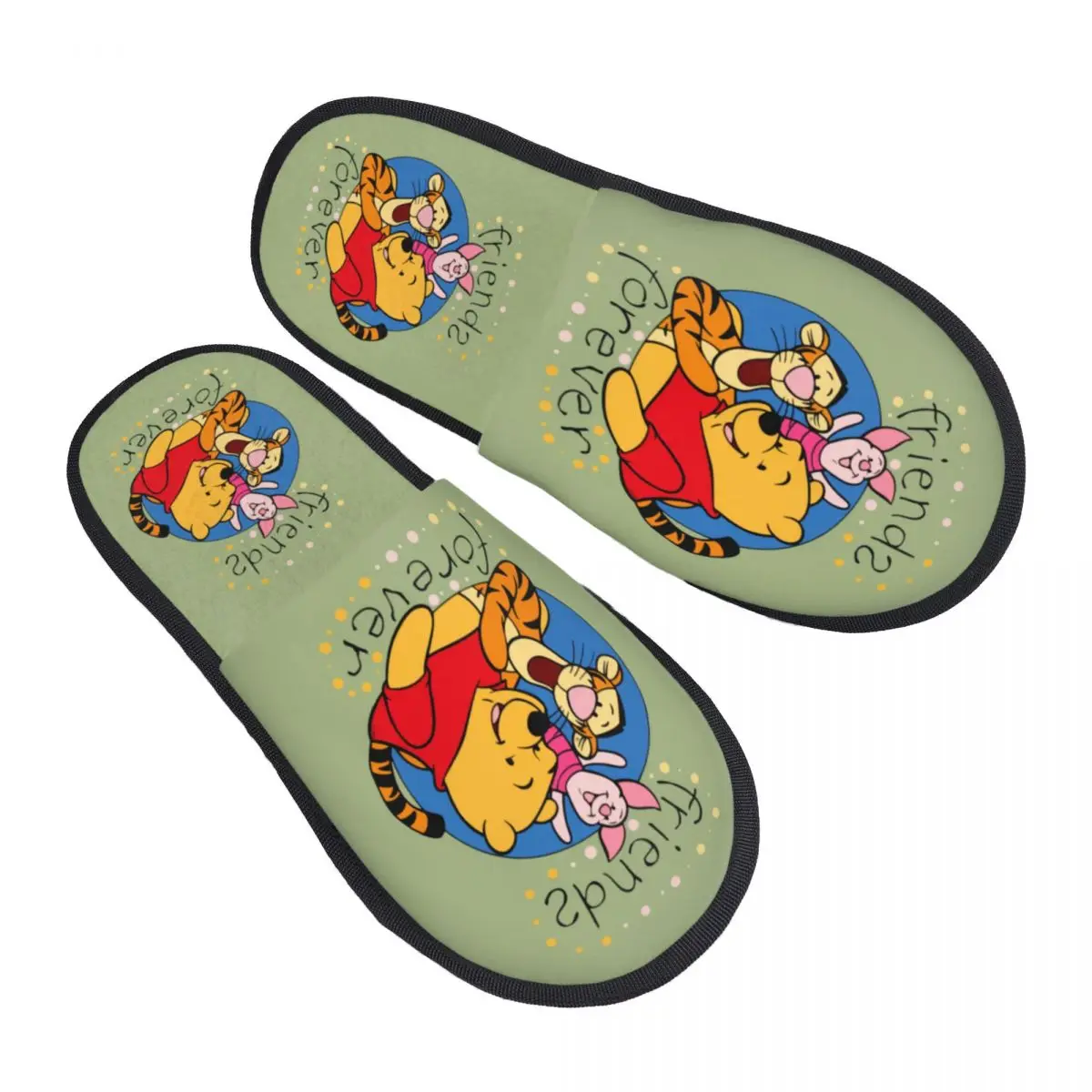 Custom Print Women Winnie Pooh Teddy Bear House Slippers Soft Warm Memory Foam Fluffy Slipper Indoor Outdoor Shoes