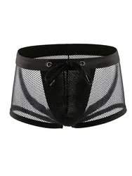 Sexy Underwear For Men Mesh Low Waist Breathable Transparent Boxer Men's Panties Exotic Bulge Pouch Sissy Underpants Lingerie