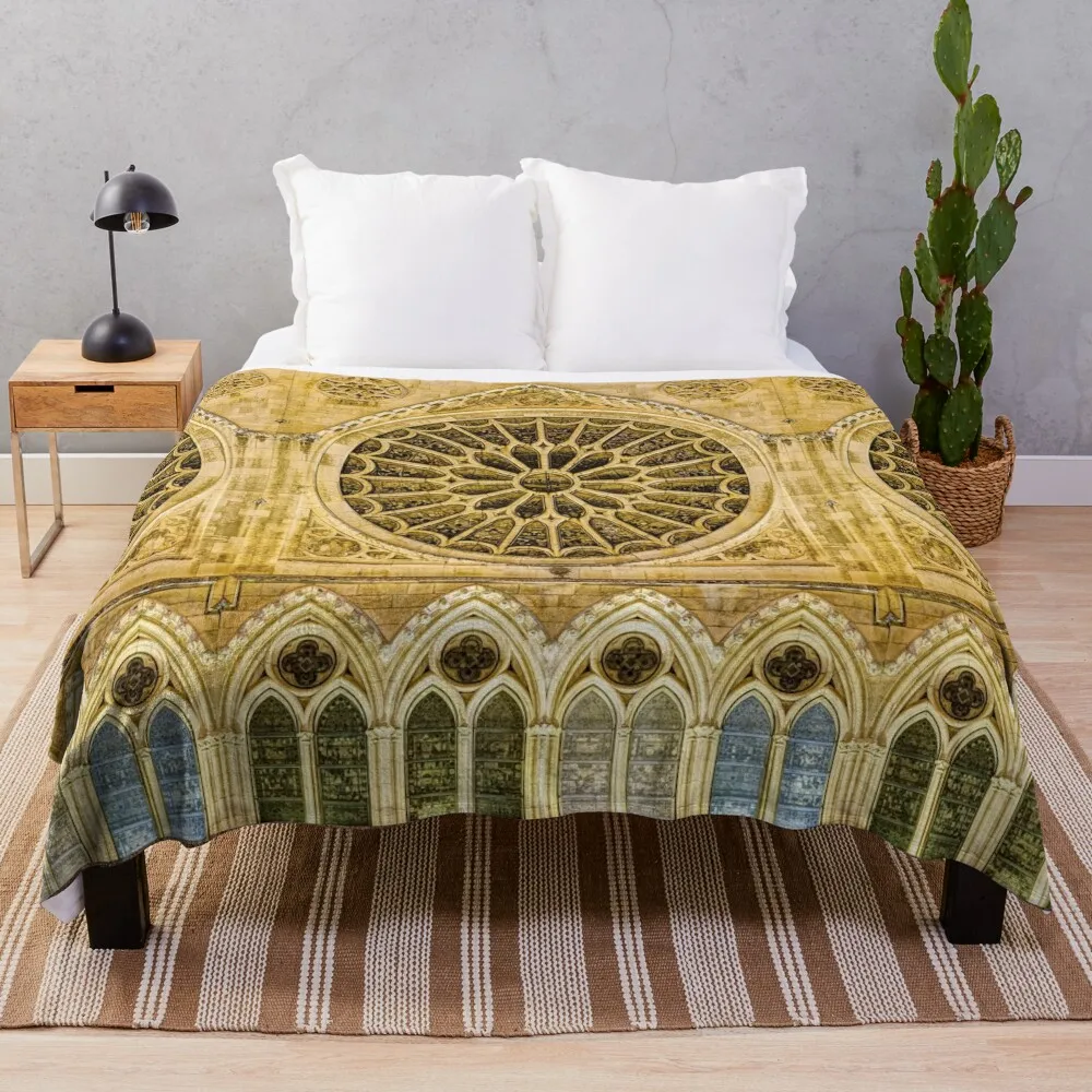 Leon Cathedral Rose Window Throw Blanket Beach Hairy Hairys blankets and throws Blankets