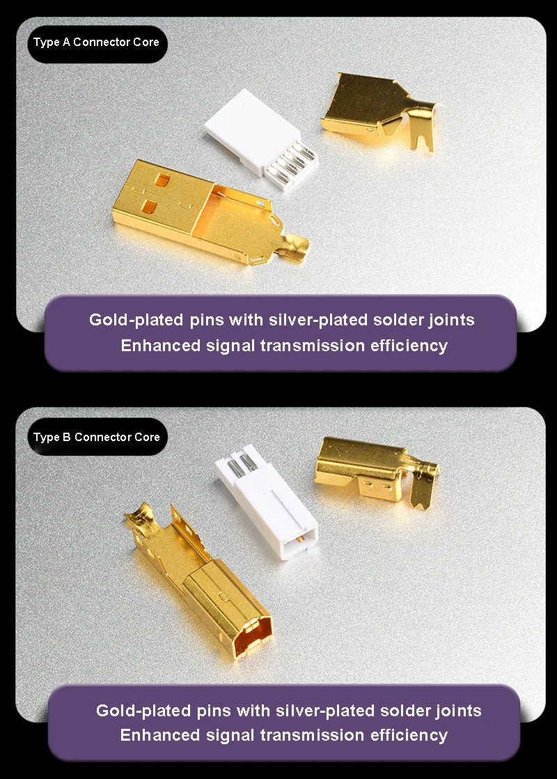 مطلية بالذهب USB A موصل USB B جاك الذيل نوع A نوع B نوع C Sockect DIY بها بنفسك الضميمة النحاسية ​ لـ HiFi Audio DAC