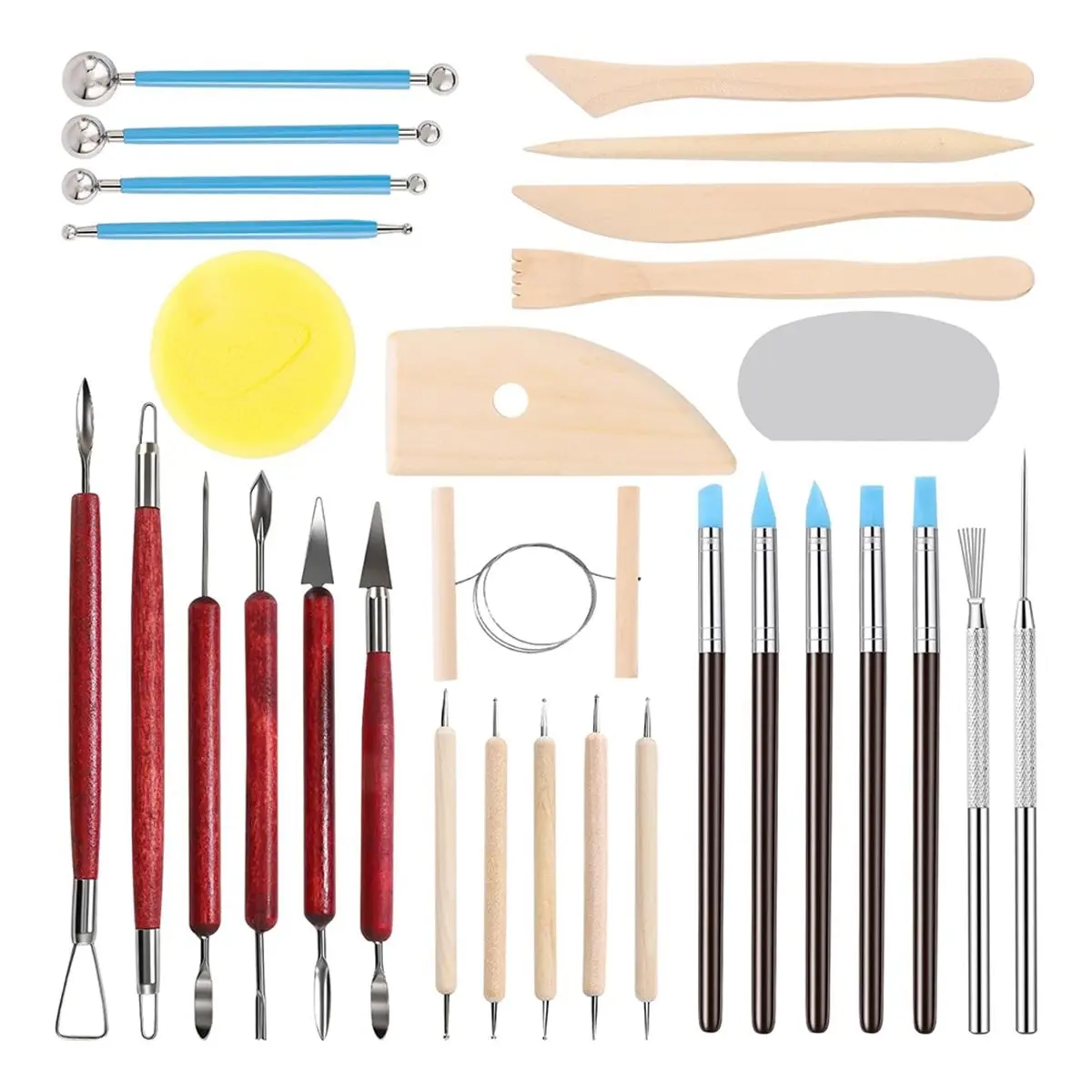 Best of 2026 30PCS Clay Sculpting Tools with Wire Pottery Modeling Ceramics Polymer Tools Set for Clay Carving Molding