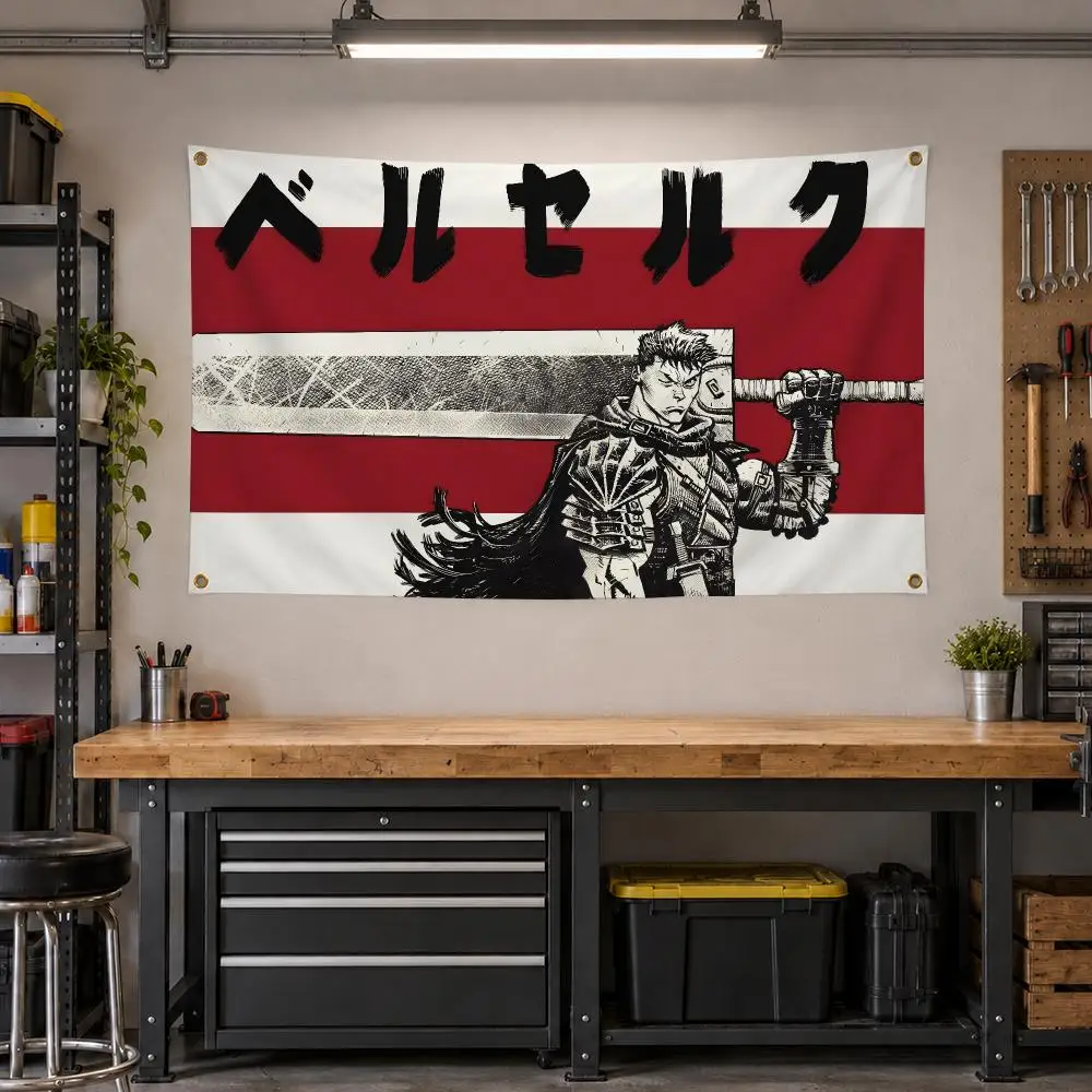 Anime Berserk Dark Fantasy Flags Personalized Banner Flag Room Dorm Camping Picnic Garage Bar Outdoor Wall Decor