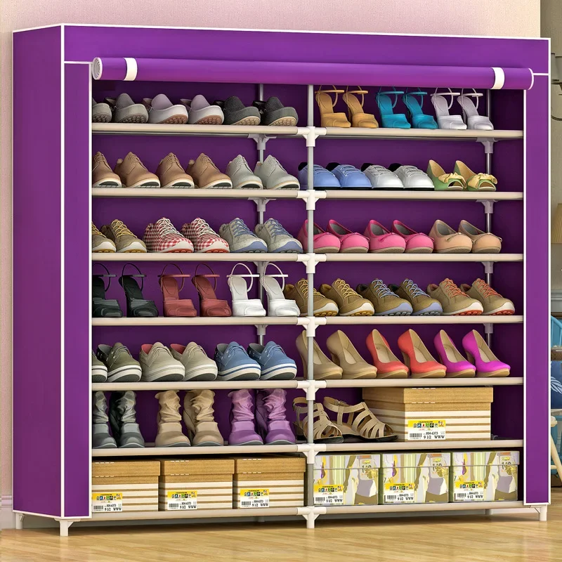 Simple Floor-to-ceiling Assembly, Dust-proof Storage Shelf, Multi-layer Space-saving Shoe Rack At Home Door ShoeCabinets Storage