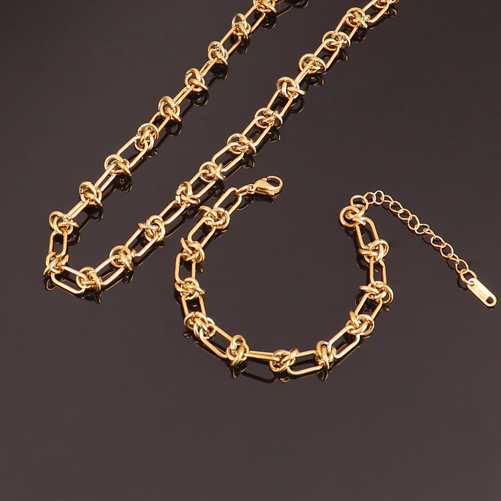 Naszyjnik ze stali nierdzewnej 316L złoty kolor gruby łańcuszek Choker naszyjniki dla kobiet naszyjnik biżuteria Boho kołnierz prezent hurtowo — zdjęcie 4