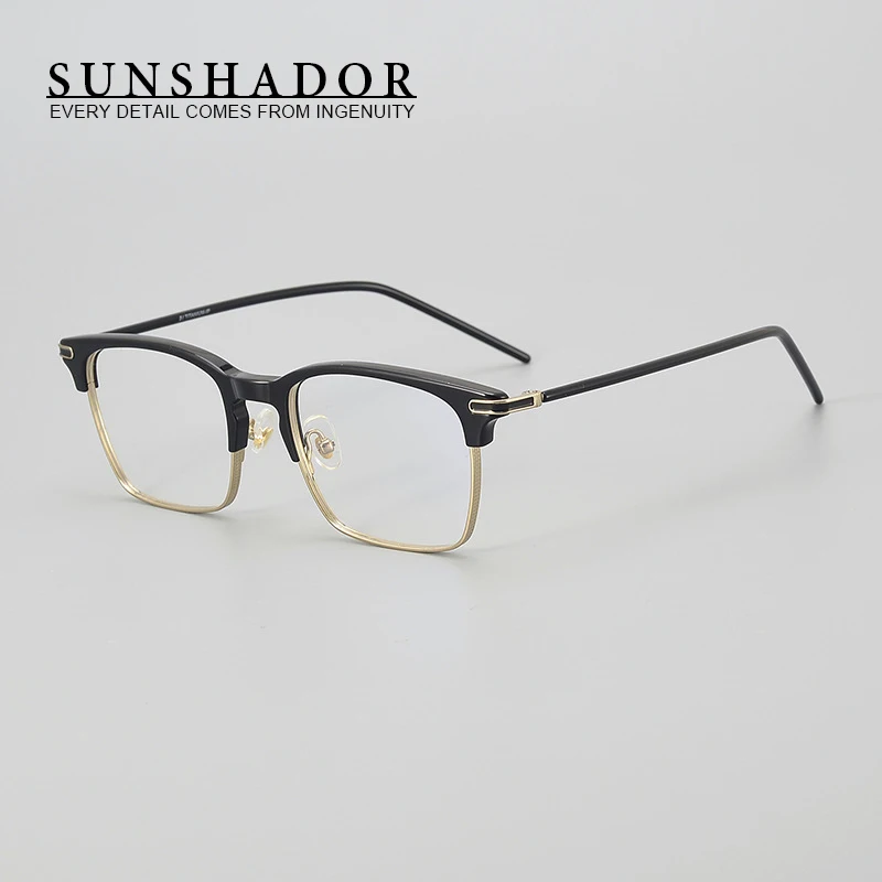 

Retro Men and Women Eyeglasses Prescription Square Titanium glasses Frames fashion business myopia reading eyewear