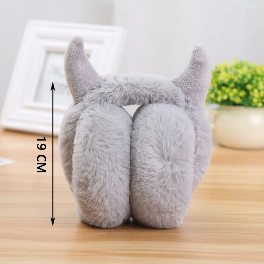 Comfortable Faux Rabbit Fur Devil Horn Earmuffs Solid Color Ear Cover Ear Cover Ear-Muffs Foldable Ear Warmer Autumn And Winter