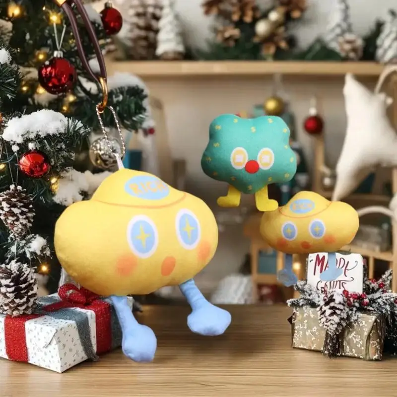 Kawaii Lucky Gourd Ingot Plush Keychain Pendant Cartoon Fortune Tree Stuffed Doll Keyring Bag Charms Bag Hanging Decor Gift
