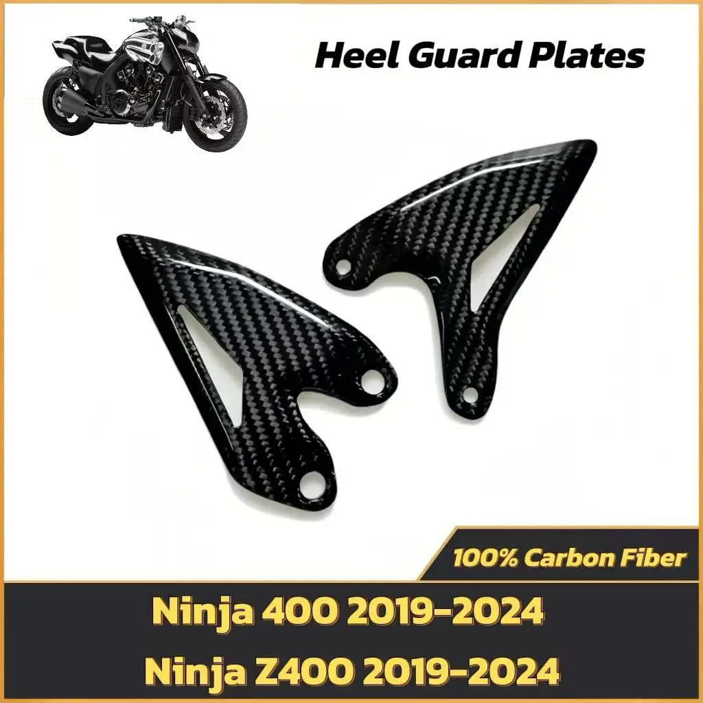 

for Kawasaki Ninja 400 / Z400-2009 100% Carbon Fiber Rear Foot Heel Guards & Footrest Wings Protector - Motorcycle Accessories