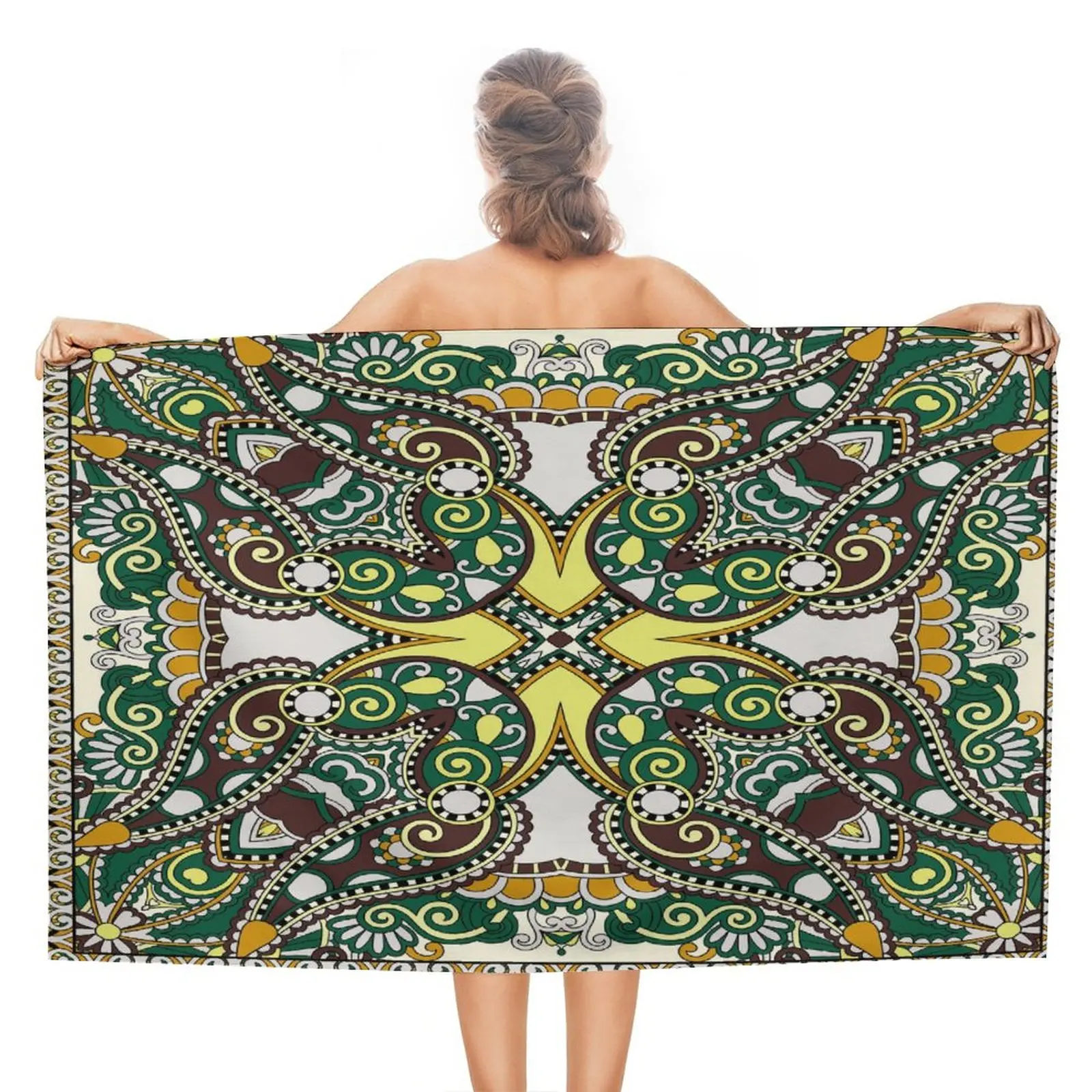 

Hawaiian Beach Vacation Swimwear Shawl Beach Towel Sun Protection Shawl Custom Bandana Tribal Ethnic Style Bath Towel