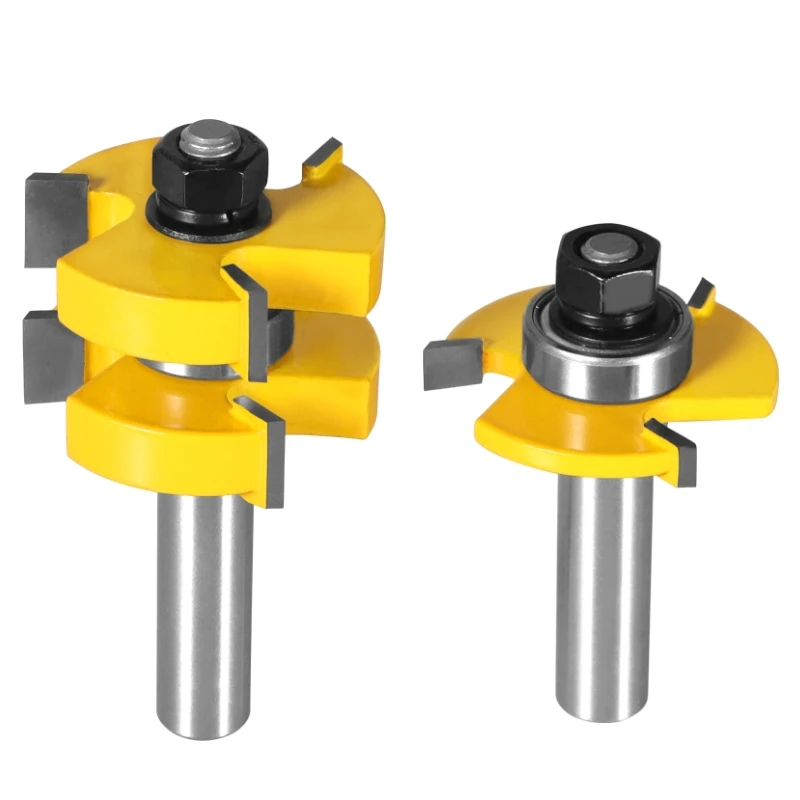 YUSUN 2PCS  Single Bearing T&G Assembly  Router Bit Woodwroking Milling Cutter For Wood Tools