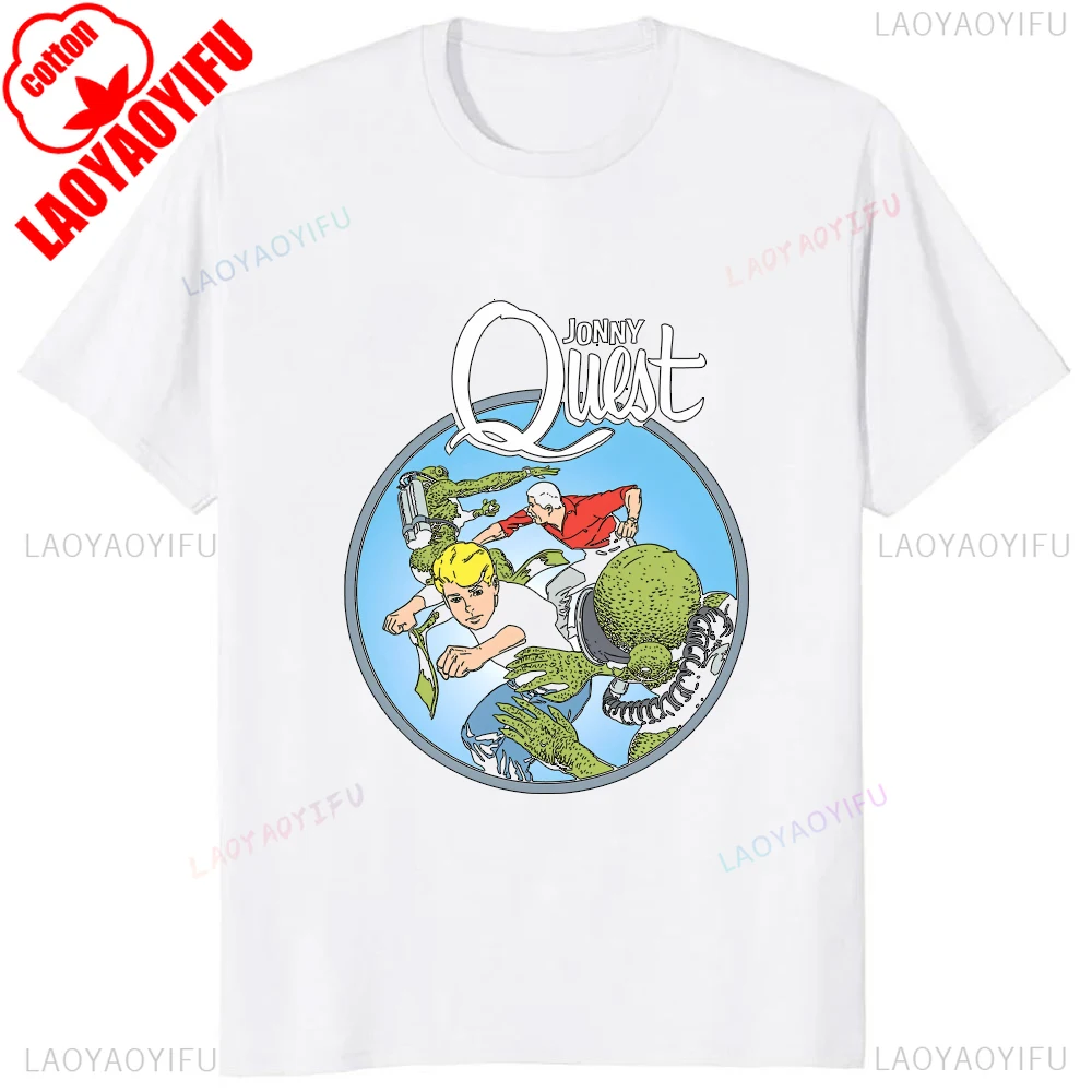 Jonny Quest Comic Anime Graphic Printed T-Shirt Funny Cartoon Casual Fashion Short Sleeve Hip Hop Man Tshirt 90s Vintage Tees