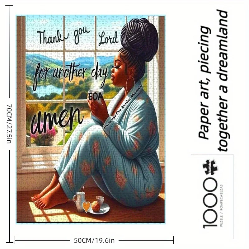 1000개 종이 퍼즐, 퍼즐, 감사기도, 아프리카계 미국인 여성, 감사, 종교, 고품질 백색 판지 M