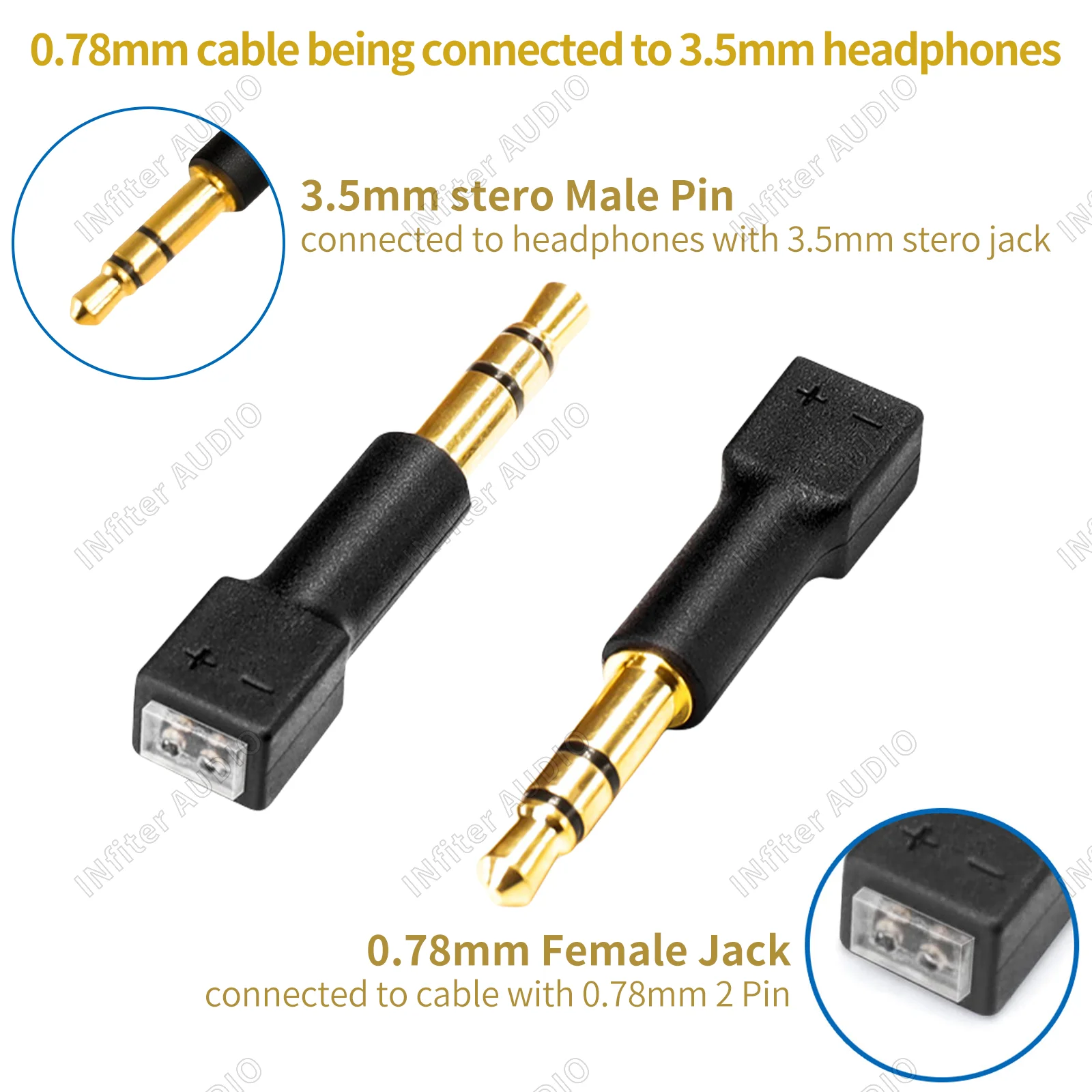 ヘッドホン用アダプター,3.5〜3.5mm,ソケット3.5mm,2ピンから0.78mm,m1, m2, zx-1, wxd-3