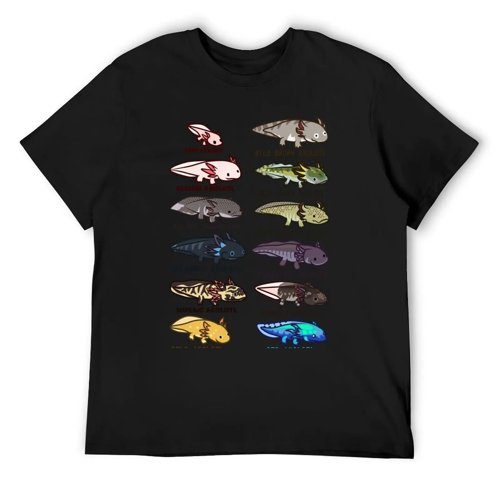 axolotl morphs and colors T-Shirt anime shirt summer 2025 mens fashion