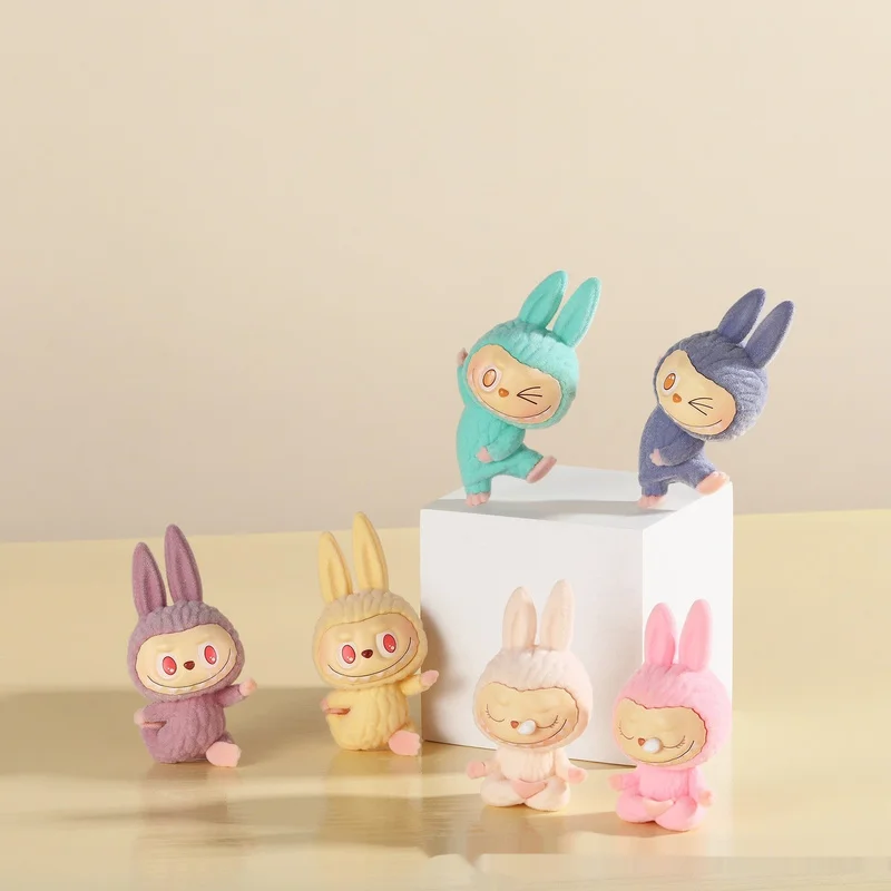 Labubu ขี้เกียจโยคะ Series ตุ๊กตาน่ารัก Grain ดัดแปลงตุ๊กตาตกแต่งจี้อุปกรณ์ตกแต่ง Kawaii ของเล่นของขวัญ