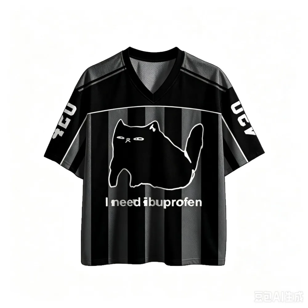 Punk-Stil, brüllende rosa Katze, 3D-Druck, Sport, schnelltrocknend, atmungsaktiv, Herren-T-Shirt mit V-Ausschnitt, Outdoor, Street, lässig, Y2K, Eltern-Kind-Kleidung – Detail 8