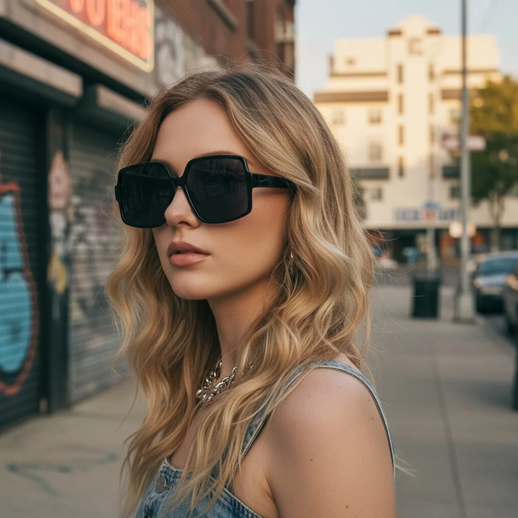 Neue Oversize-Polygon-Sonnenbrille im Trendigen Streetstyle mit UV400-Schutz, Unisex-Sonnenbrille 5372