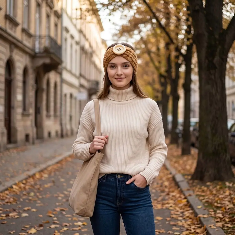Cable Knit Knitted Headband Soft Stretch Knitted Fabric Ear Warmer Headband Solid Twisted Front Turban Headband Winter Outfits