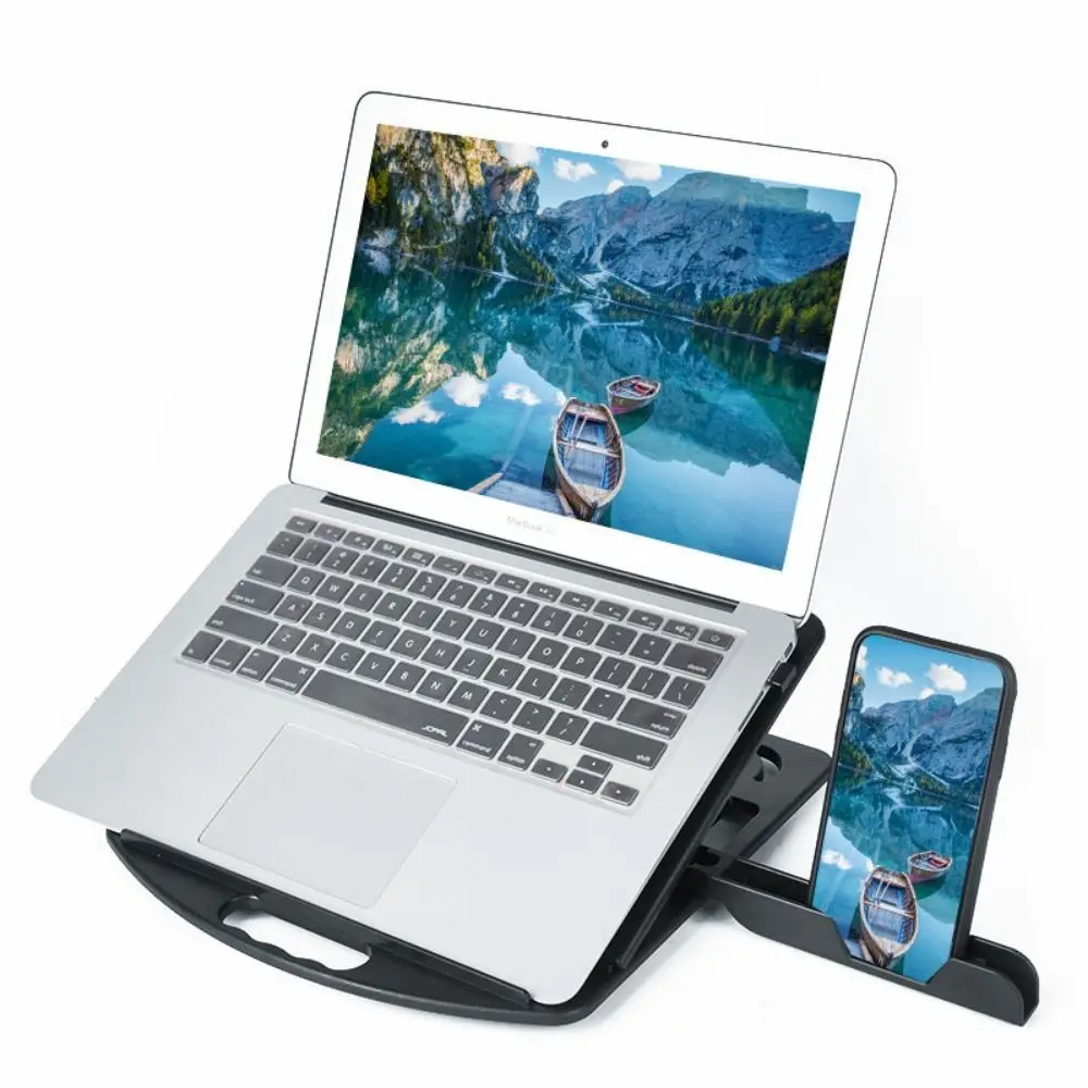 Plastic Laptop Stand With Phone Holder Foldable Desktop Holder 2 IN 1 Non Slip Ergonomic Laptop Riser Mobile Phone Accessories