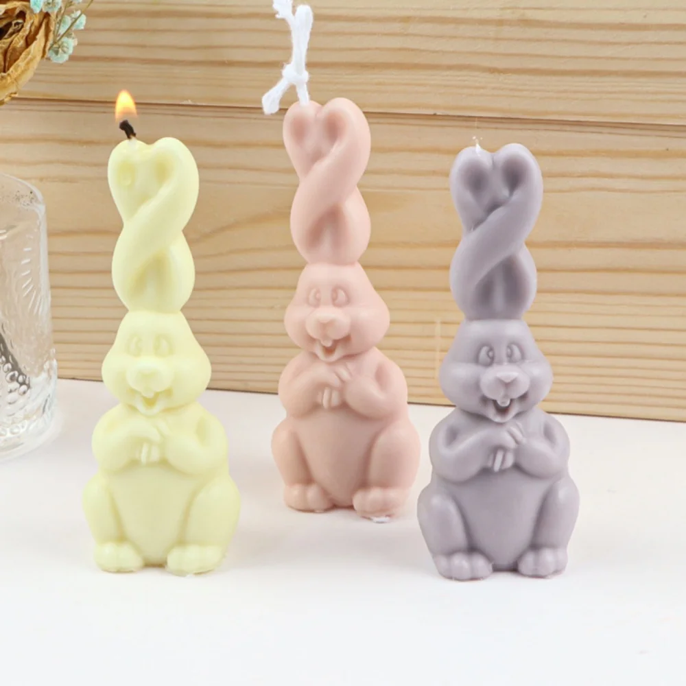 DIY Pfote hält Kaninchen Silikon Kerze Form Twist Ohr Kaninchen Harz Seife Form für handgemachte Geschenk Desktop Ornament Kunst Dekoration