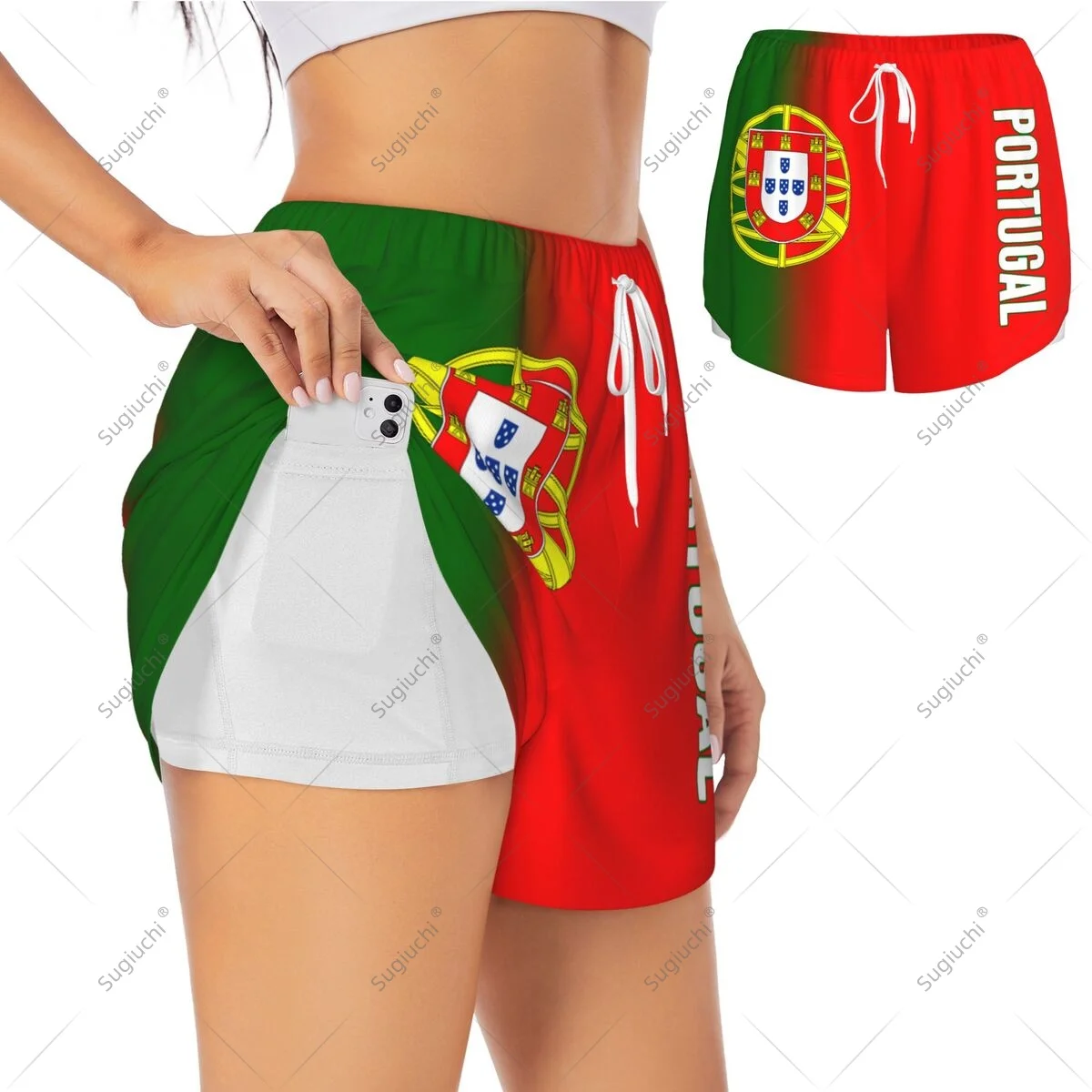 

Women Girl Sports Shorts Portugal Flag for Female Yoga Running Pilates Fitness Workout Lightweight Activities
