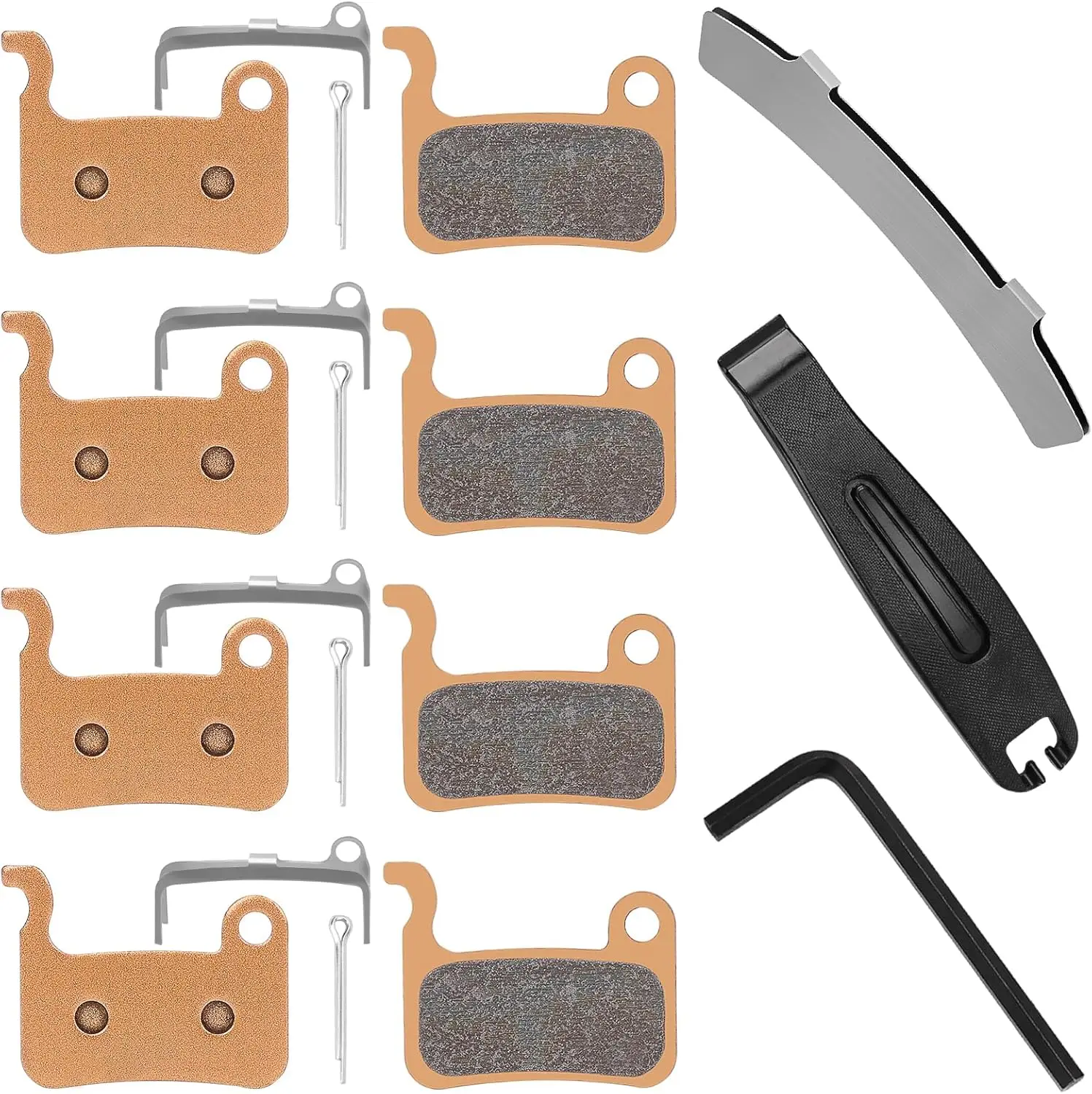 

4 Pairs Sintered Metal Bike Brake Pads Compatible with Shimano Deore XT SLX Hone Alfine Saint