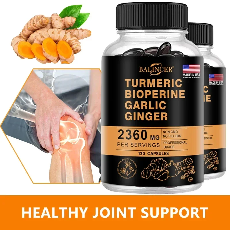 Turmeric 2360 Mg with Garlic Curcumin Black Pepper for Better Absorption, Joint Flexibility, Digestion, 120 Veggie Capsules