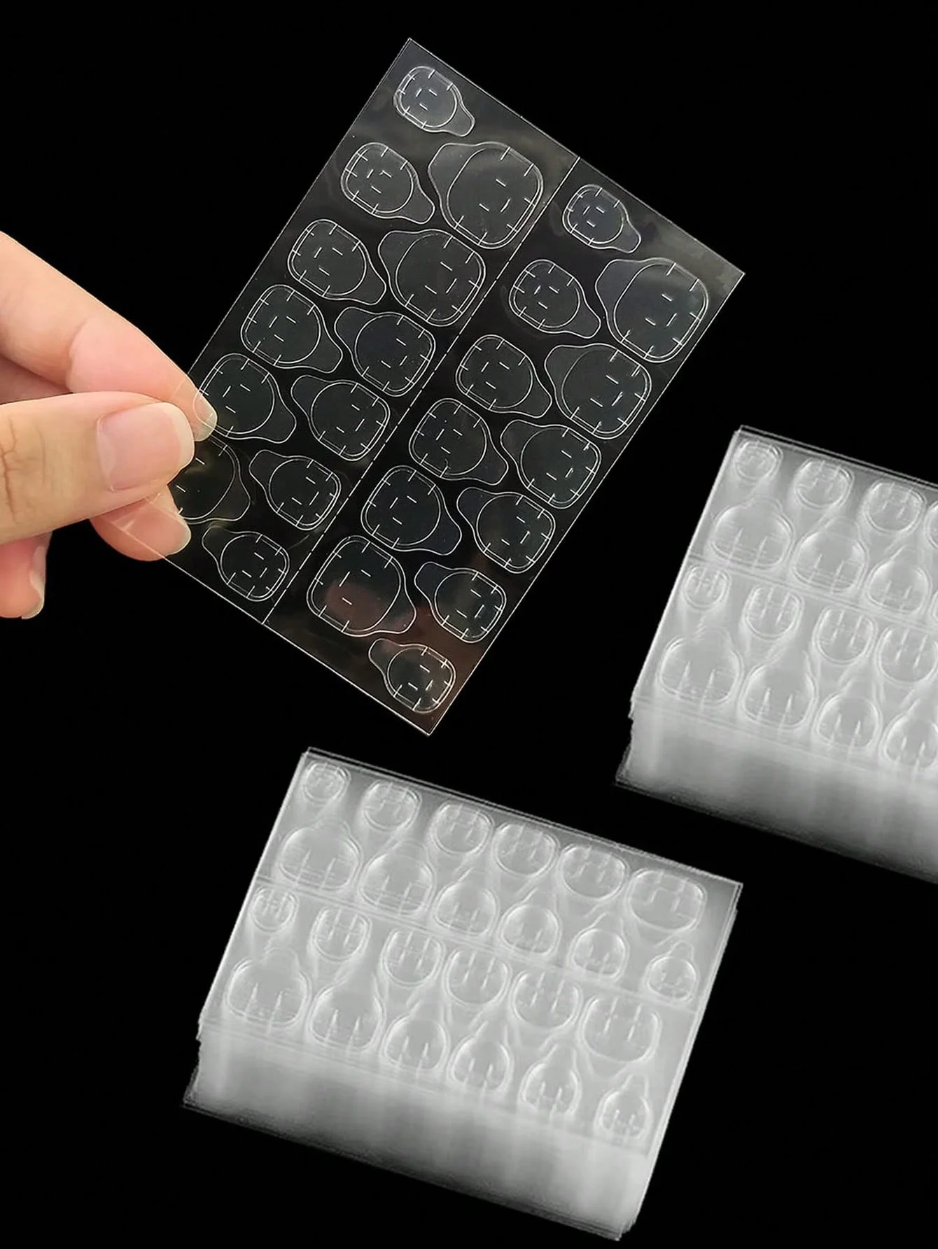 240 Stück/10 Blatt doppelseitiger Kleber-Nagelaufkleber, Nagelklebeaufkleber transparent, wasserfest