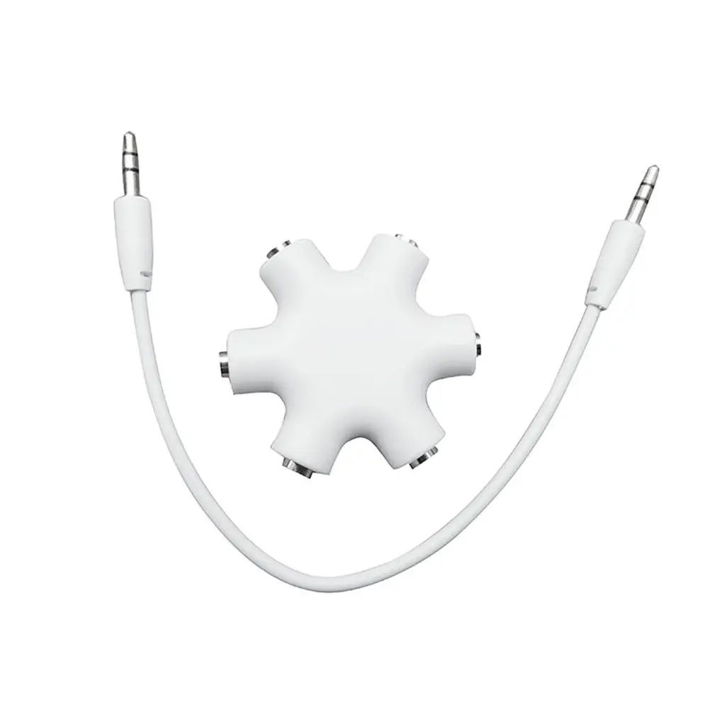 6 Port 3.5mm Earphone Splitter Snow Shape Universal Headset Adapter Portable Keychain Stereo Audio Cable Sharing Music Dj Mixing