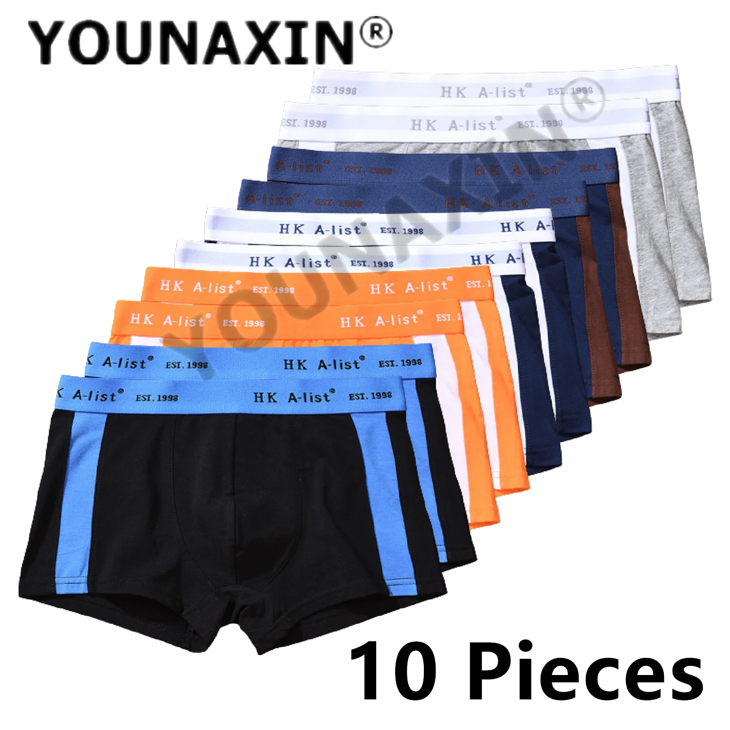 YOUNAXIN 10 Pieces Men's Underwear Trunks Boy Shorts Cotton Panties Comfortable Knickers Sexy Underpants