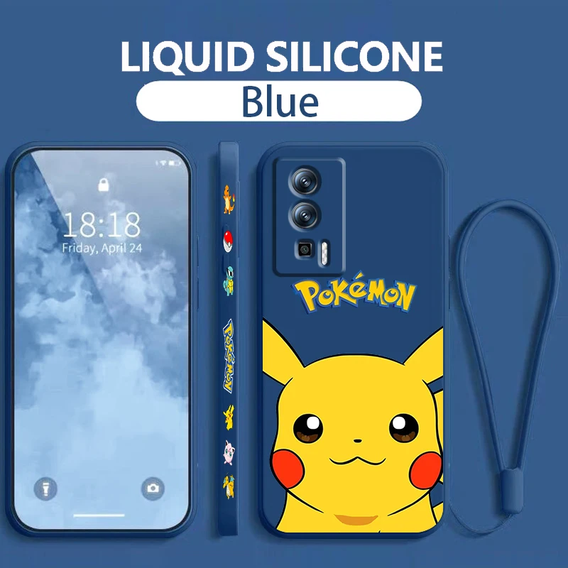 Niedlicher Cartoon p-pikachus p-pokemones flüssiges linkes Seil für xiaomi redmi 13c 12 12c k60 a1 k50 11 k40 10c 10 9a 9at 9t 9c 5g funda