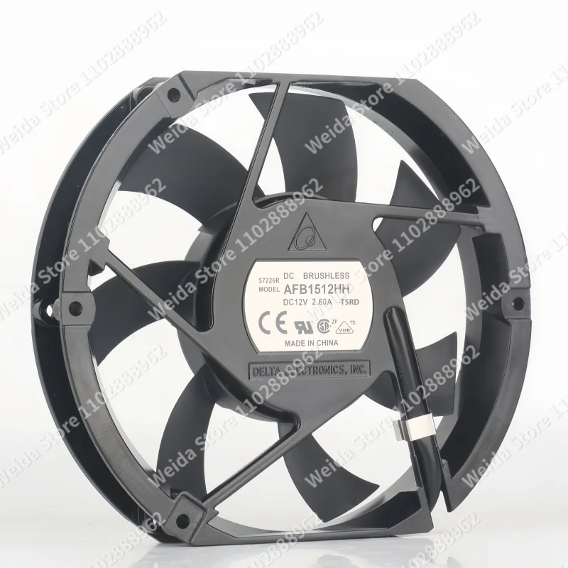 New original Delta 5V 24V 48V   17225 172X150X25MM 17CM violent inverter ball bearing AFB1512HH-T5RD cooling fanDC12V 2.60A