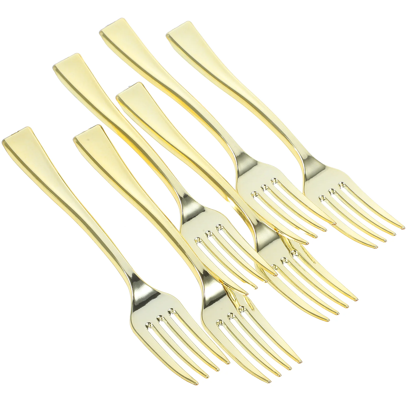 24pcs Disposable Mini Forks Fruit Dessert Pudding Forks Party Supplies for Restaurant KTV (Rose Gold)