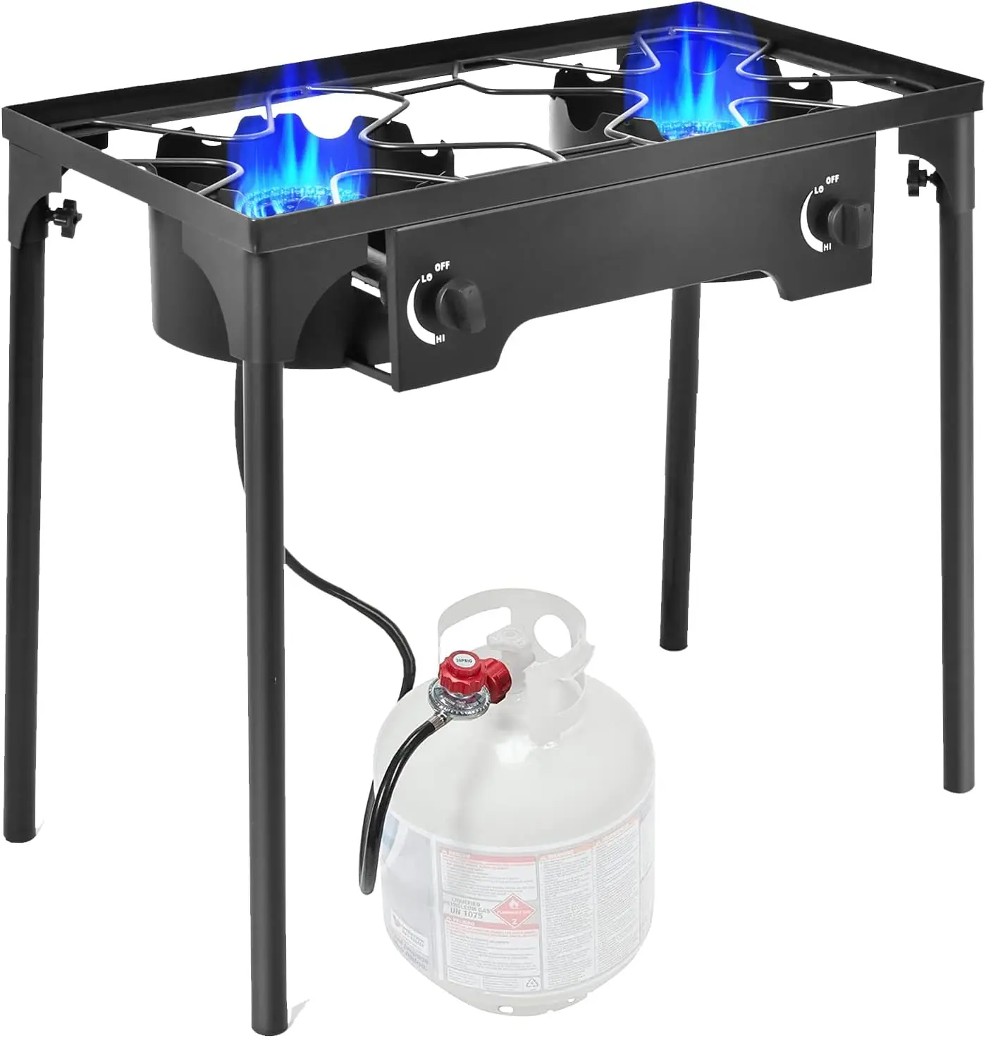 Outdoor Camping Stove, Dual Burner Propane Gas Cooker w/Detachable Legs & 0-20 PSI Regulator & CSA Approval for Camp Patio RV