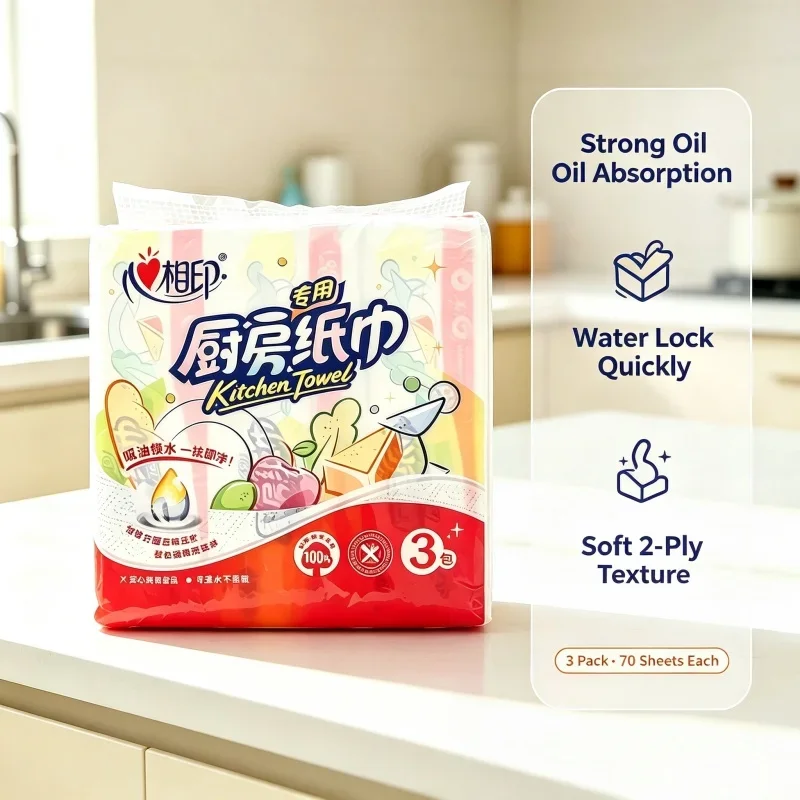 Household Disposable Kitchen Towels Water Absorbent Tissue Multi Purpose For Cooking Grease Cleaning Value Pack Thick Food Safe