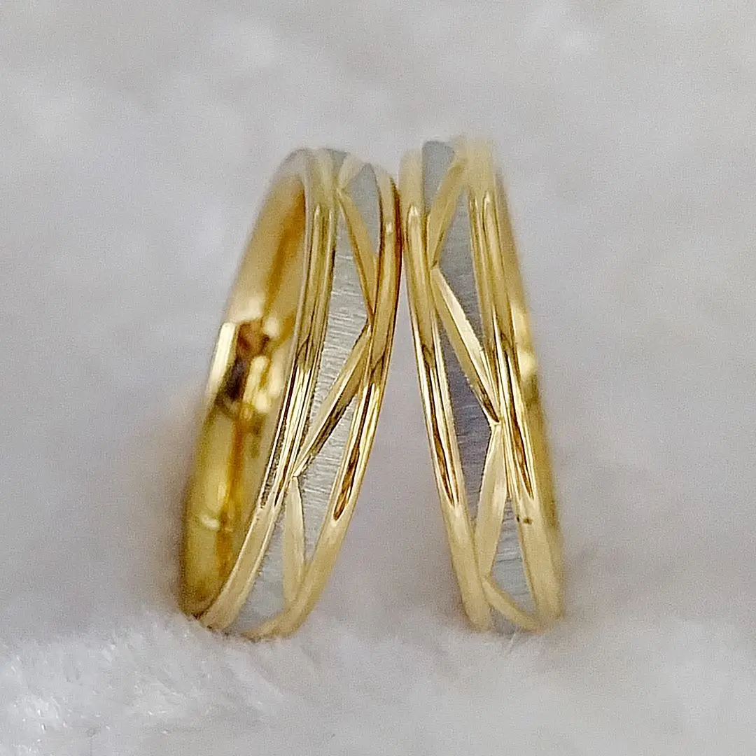 High Quality Lovers Alliances Promise Wedding Rings sets for Couples Western Korean 18k Gold Plated stainless steel jewelry