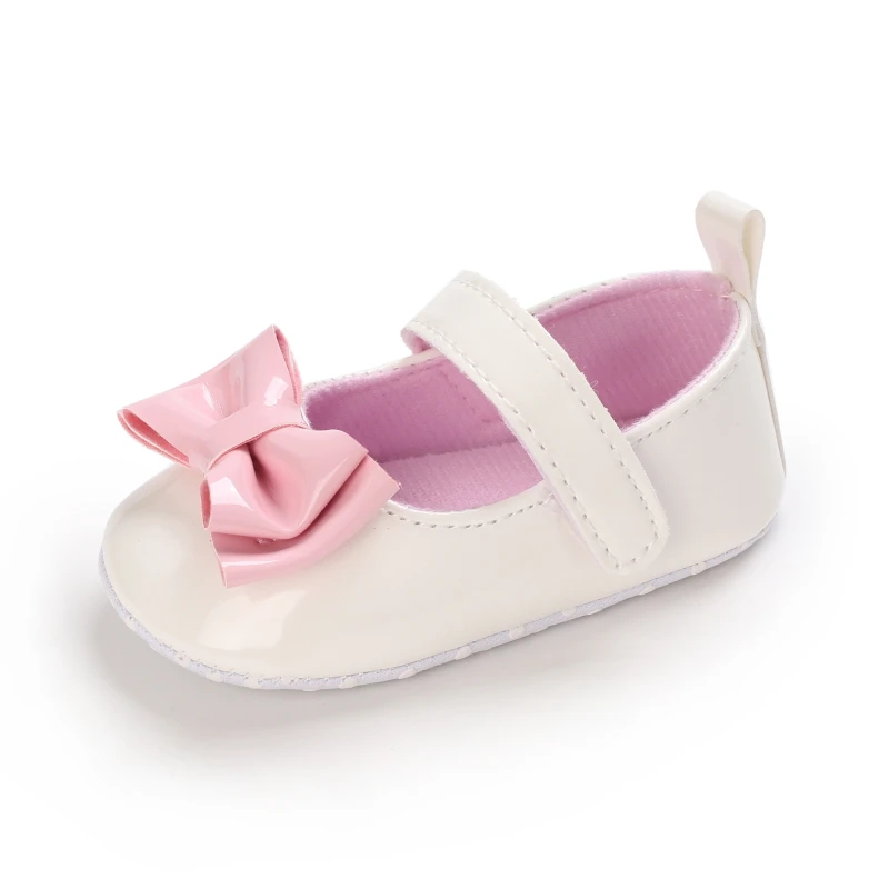 Baby Girls\' Soft Bottom Bowknot Princess Wedding Shoes Toddler Mary Jane Flats Newborn Infant Sneakers 0-18M