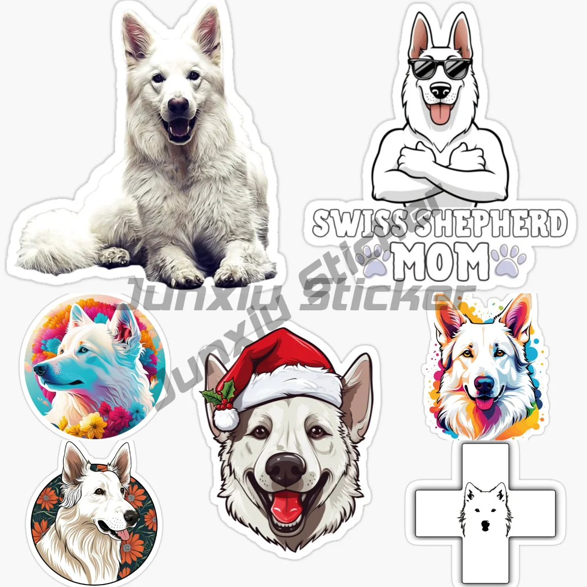 

White Swiss Shepherd Car Sticker Accessories Car Styling Van Stripes Cover Scratches Vinyl Waterproof Self-adhesive Decal