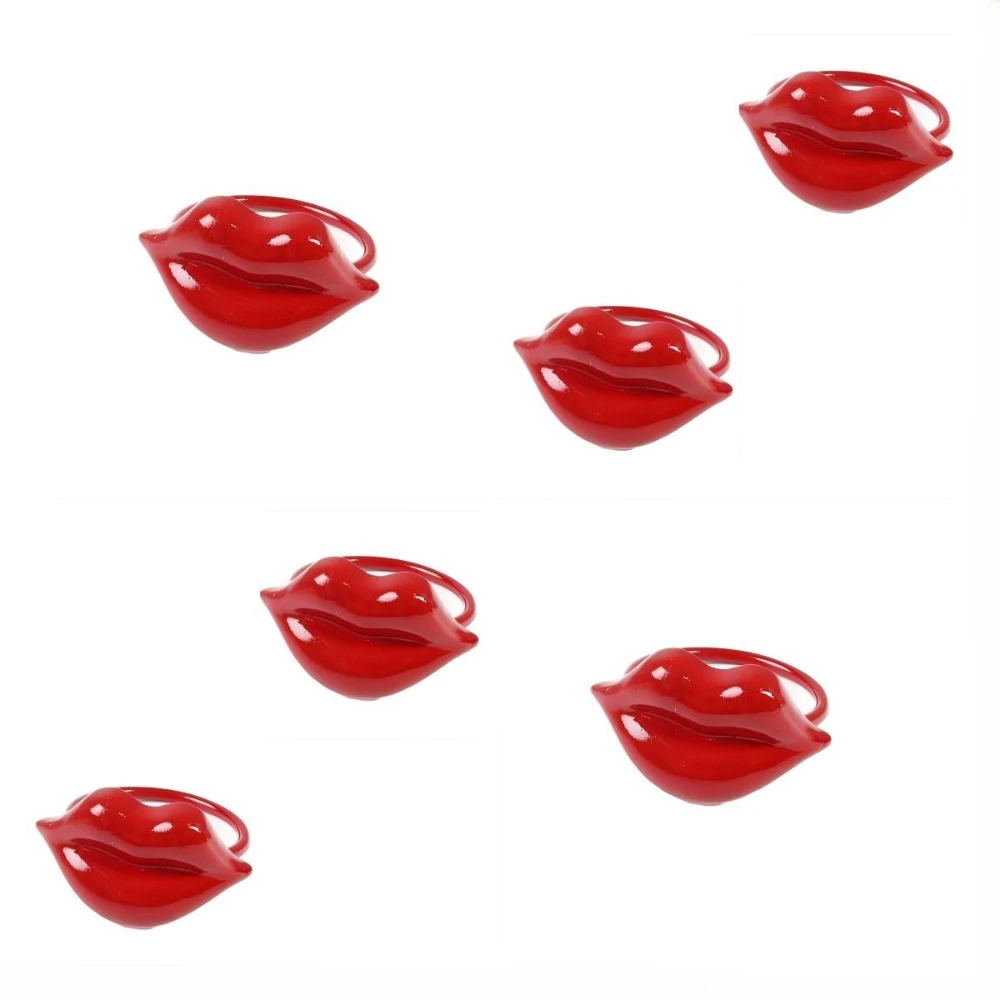 Romantic Red Lips Napkin Ring Table Decor Kiss Lips Design Napkin Holder for Wedding Party Valentine's Day Dinner Table Setting