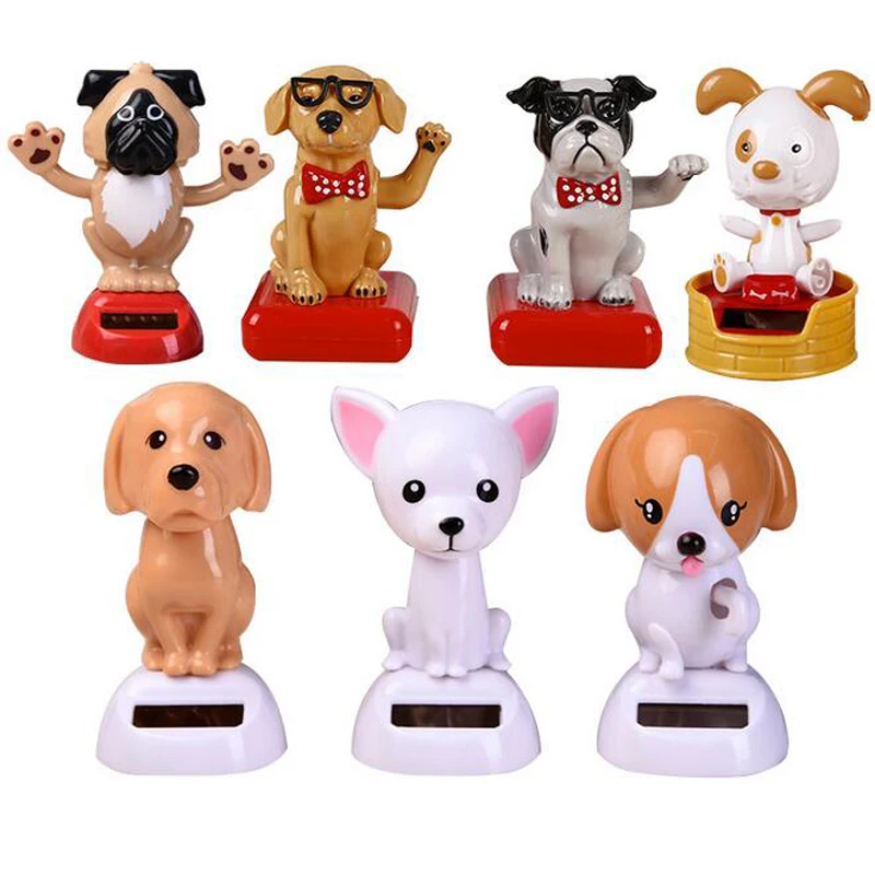 Solar Power Toys para crianças, Pet Dog dizer Olá, cabeça de sacudir não elétrica, carro, desktop Decor, bonito aniversário, presentes de Natal, 1pc