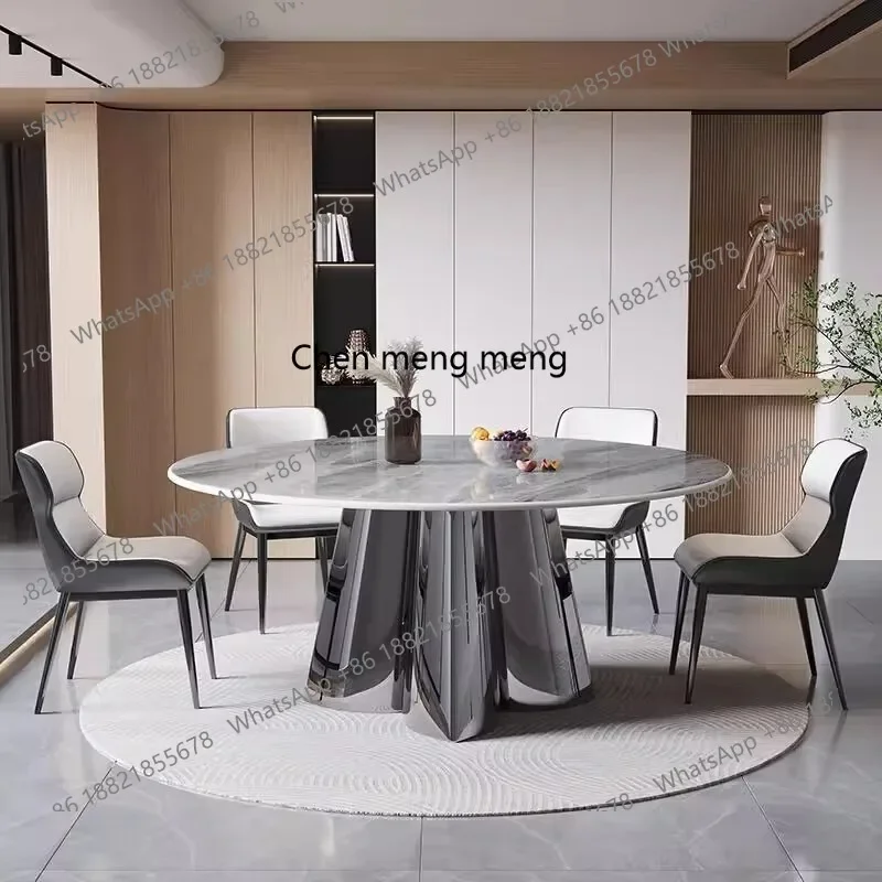 C6601 طاولة طعام فاخرة ومشرقة من ألواح الصخور وكرسي مجموعة حديثة وبسيطة لغرفة المعيشة حجر فائق البلورات مع تور