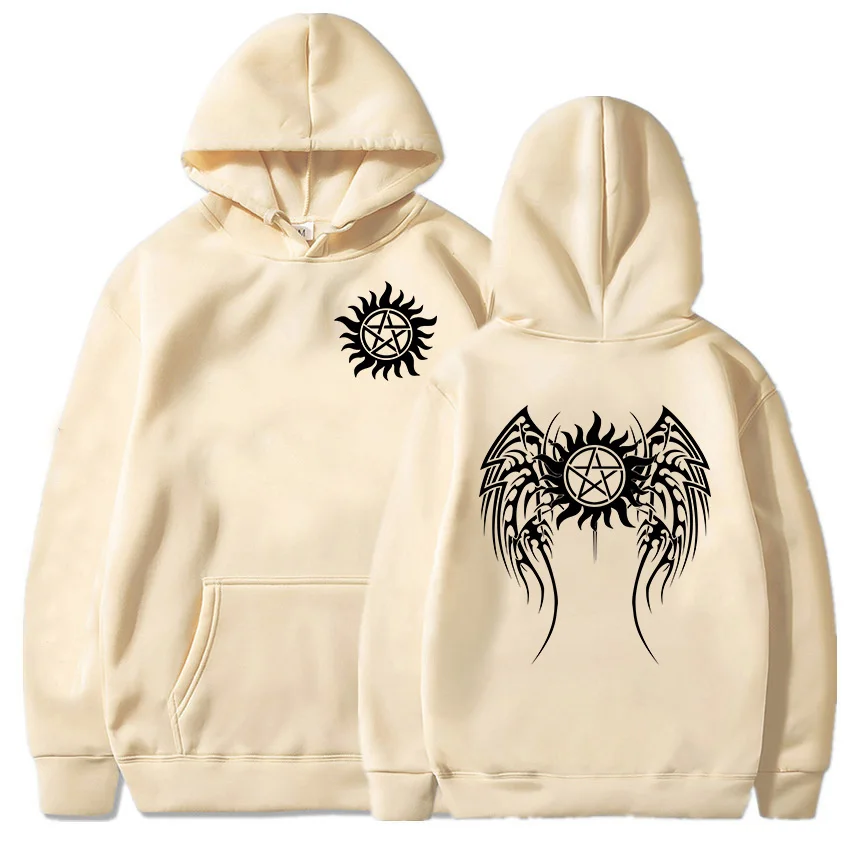 男性用の超自然的なフード付きセーター,長袖フード付きセーター,グラフィックプリントのスウェットシャツ,ストリートウェア,冬