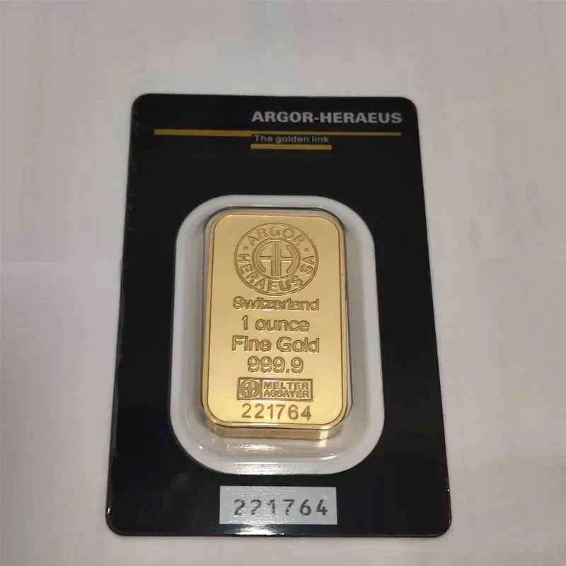 1/5/10pcs 24K Gold Plated Swiss 1 OZ  Argor-Heraeus Gold Bars Replica Gold Bullion Gold Coins Gifts Bullion Collection