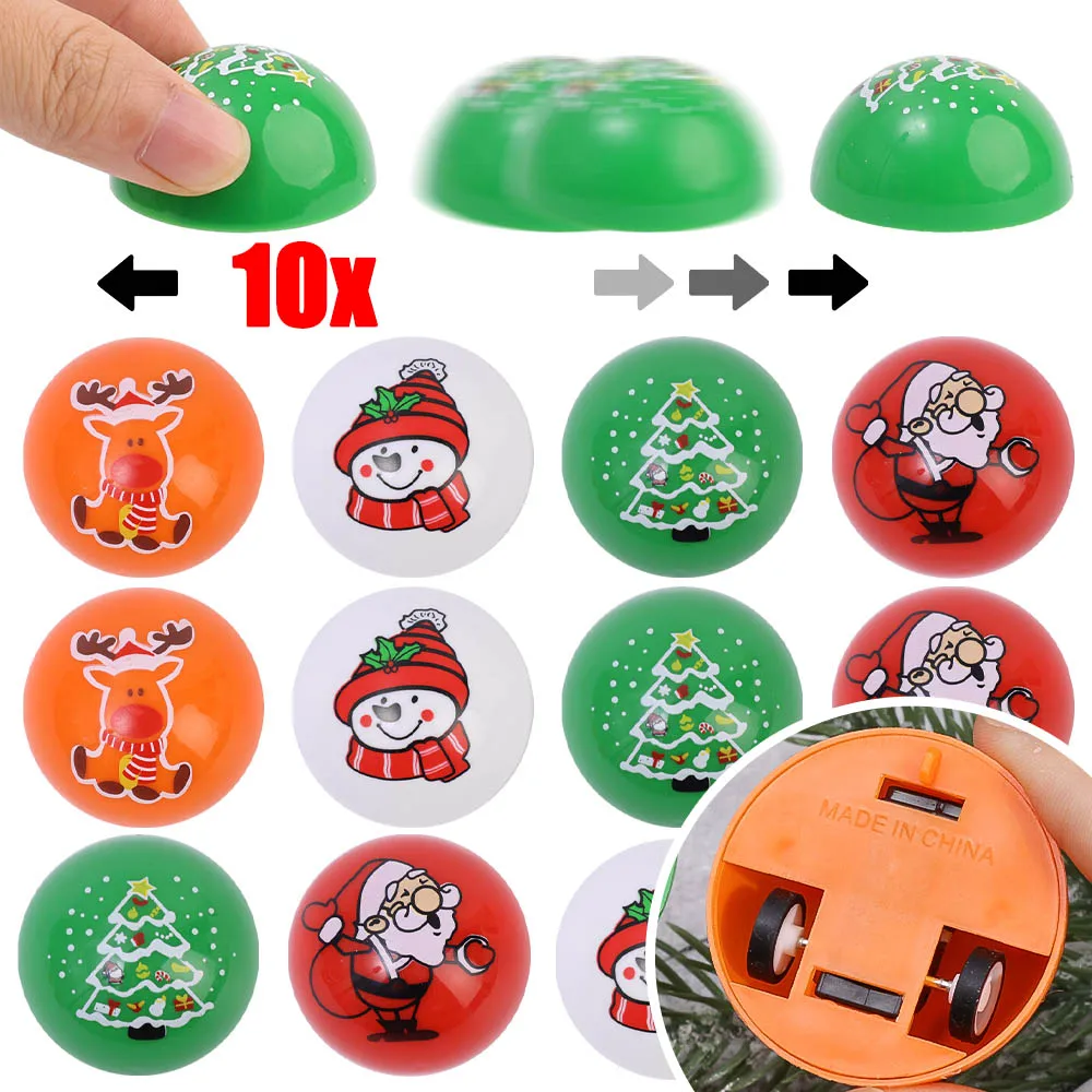 Christmas Theme Mini Half Circle Pull-back Car Toys Inertial Model Car Kids Colorful Patterns Cartoon Car Interactive Game Gifts