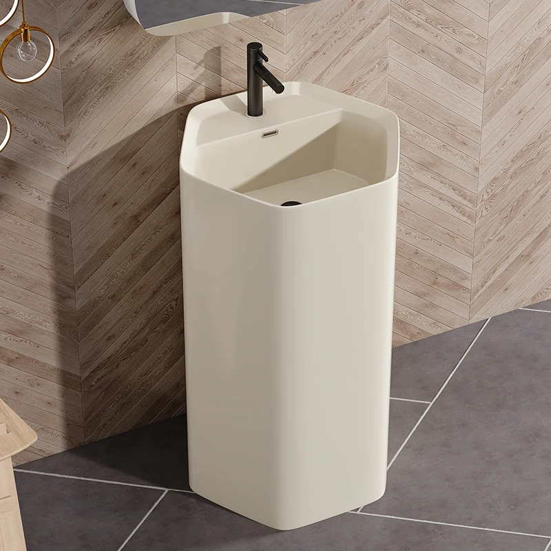 Column basin Ceramic integrated floor-to-ceiling household wash basin Column balcony wash basin Bathroom